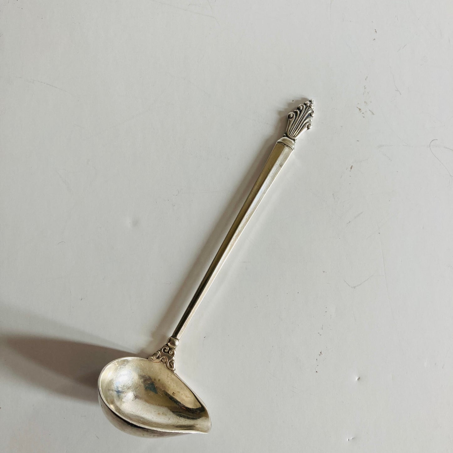 Antique Silver Luxury Sauce Ladle by Georg Jensen in Acanthus Design