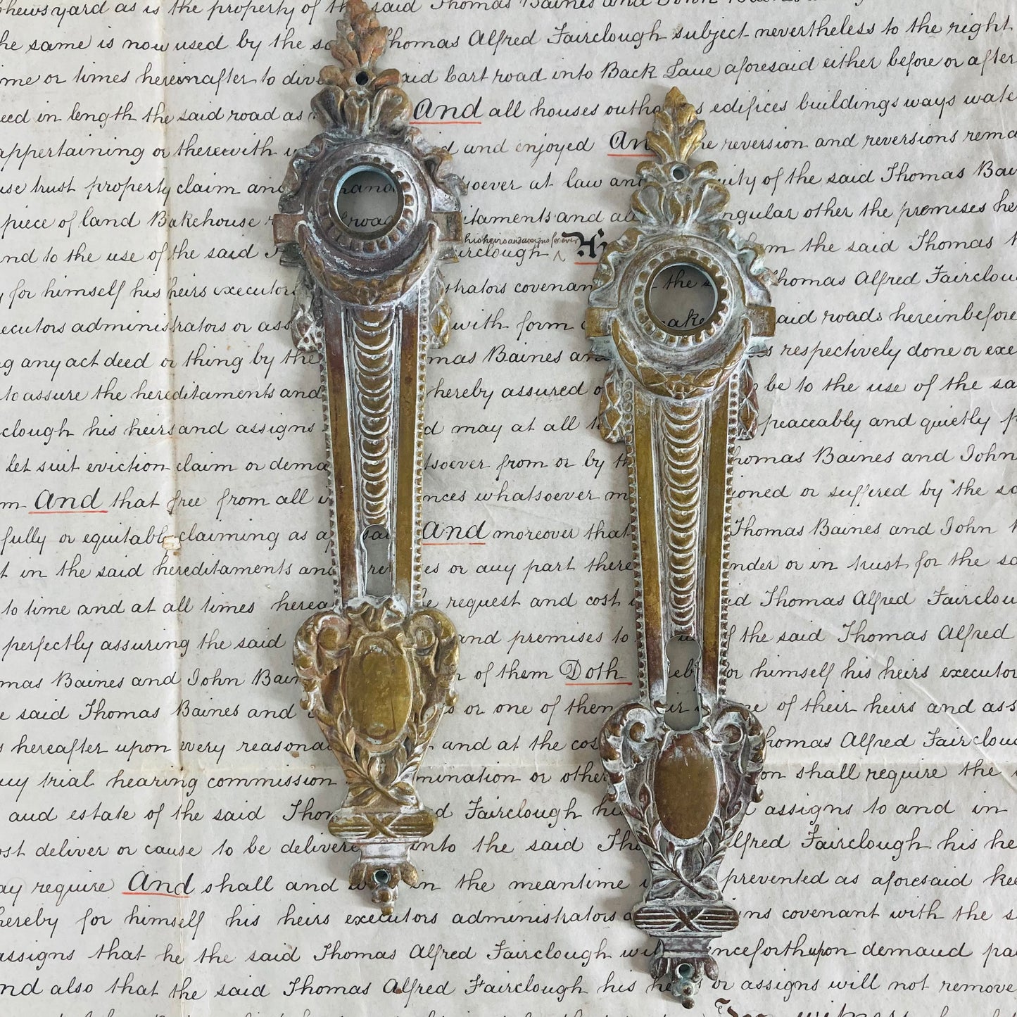The Pimp Robin - Pair Of French Salvage Handle Back Plate and Escutcheon