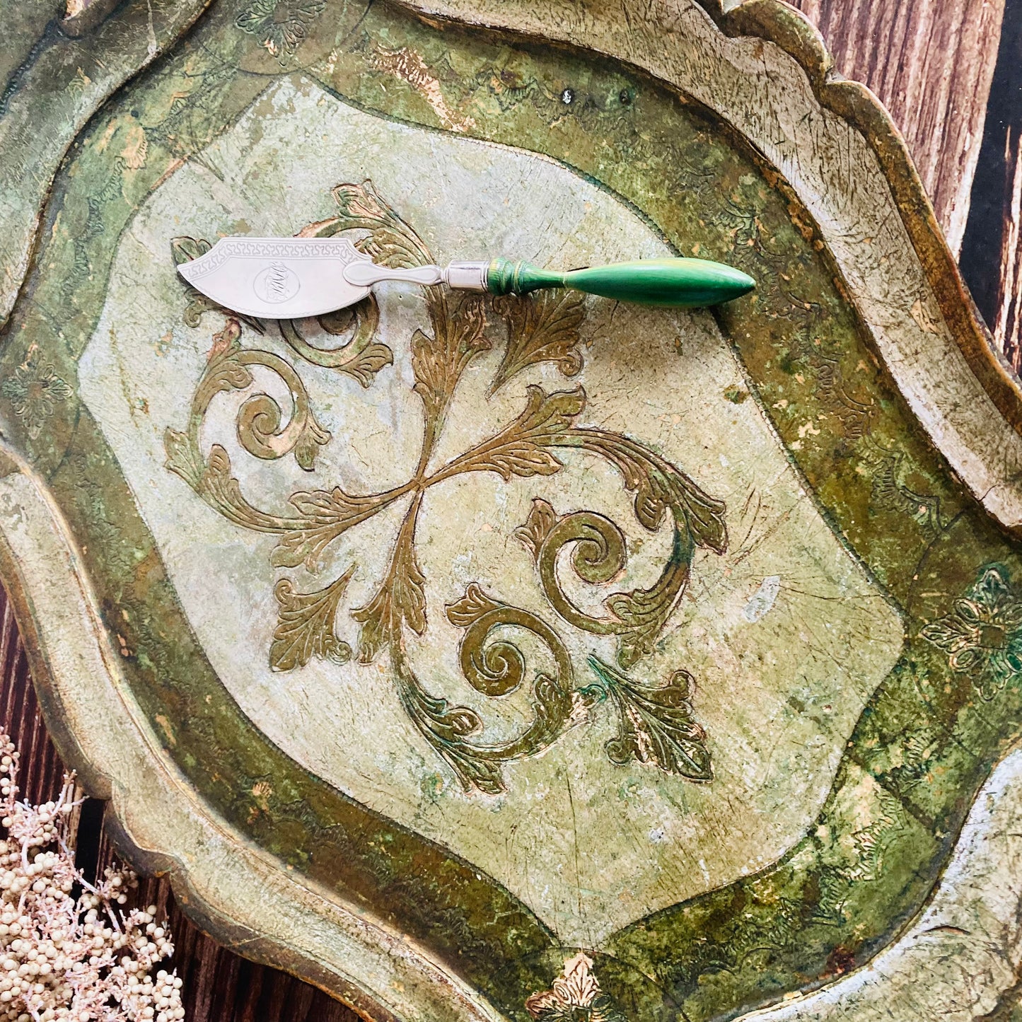 Vintage Florentine Paper Mache Tray | Rustic Charm Vintage Wedding Accessory