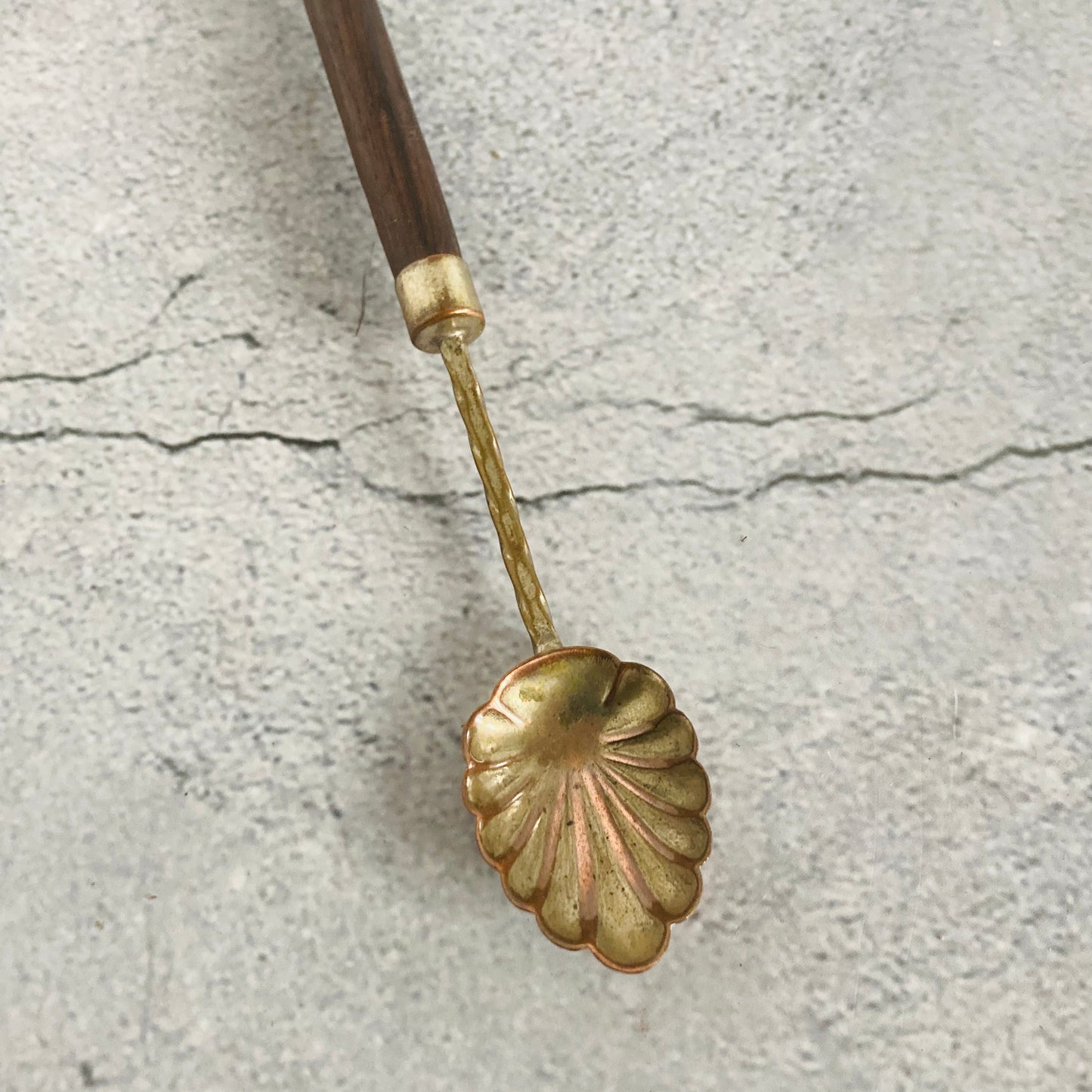 Antique Monkey Carved Wooden And Silver Plated Spoon