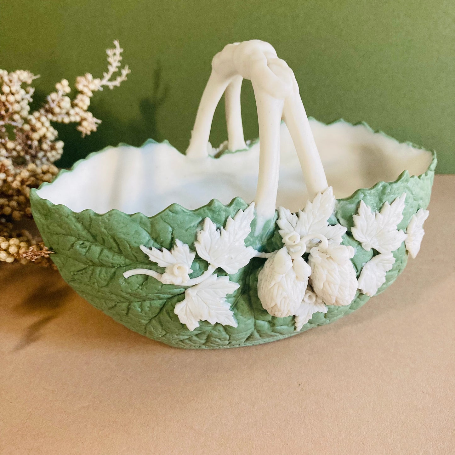 Antique Vine Leaf Vase Maritana Parian Ware, by Robinson & Leadbeater