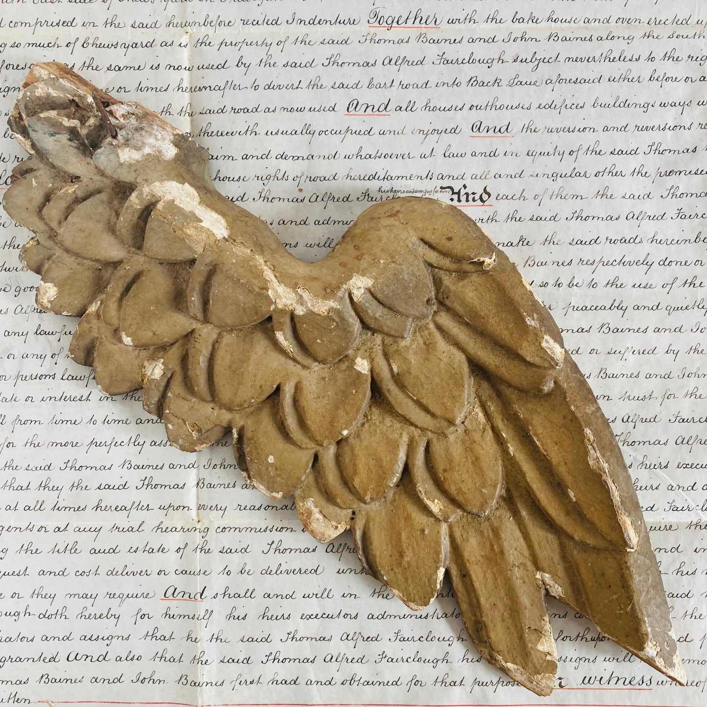 Antique Angel Wing Decorative Salvage Wooden Fragment For Decor Styling