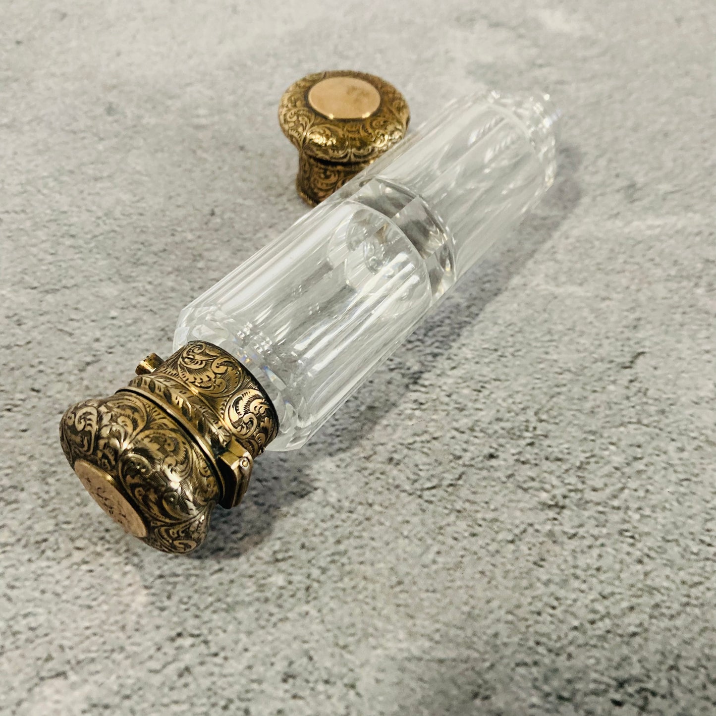 Unusual Antique Silver Gilt Double Ended Scent & Vinaigrette Bottle