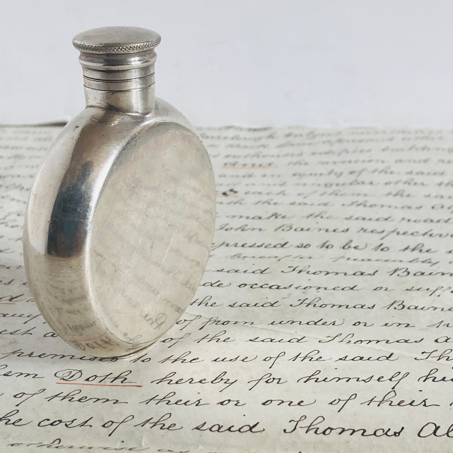 Vintage Polished Pewter Mini Pocket Hip Flask