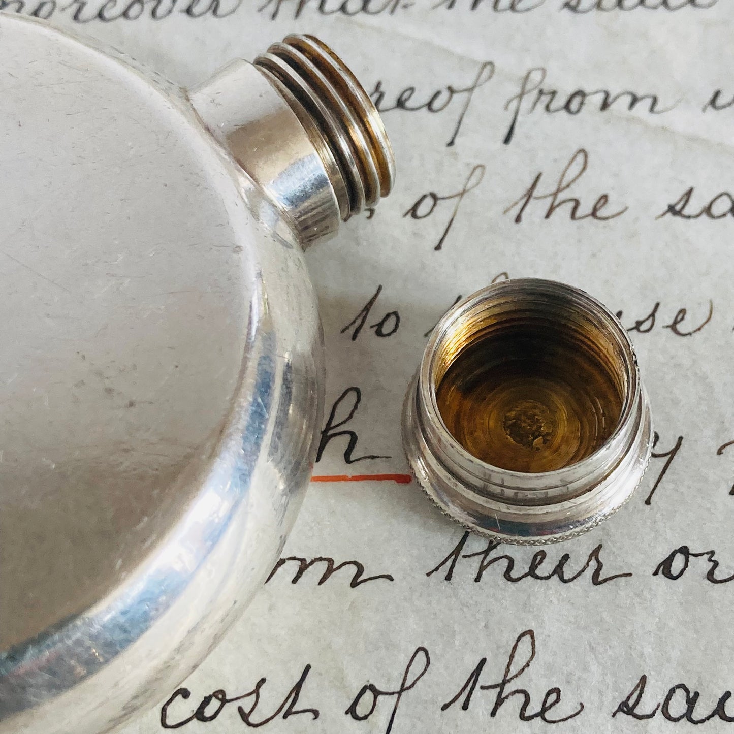 Vintage Polished Pewter Mini Pocket Hip Flask