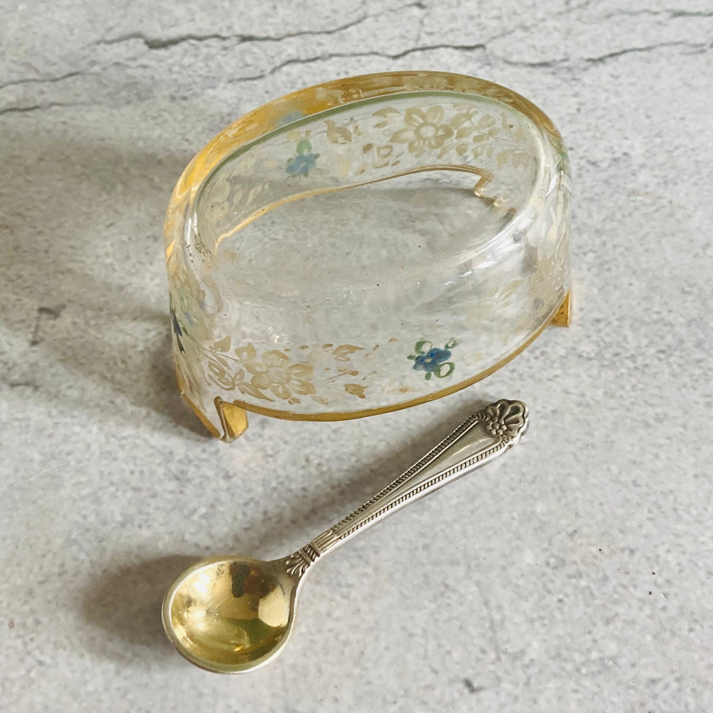 Unusual Victorian Glass Hand Painted Dish