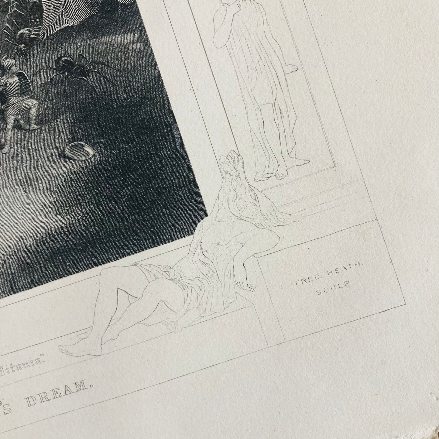 Antique Etching Plate Engraving of a Scene in Shakespeare’s Works