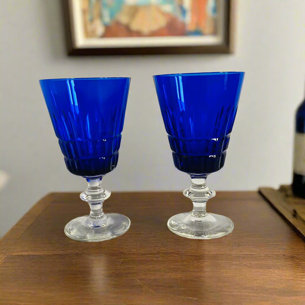 Vintage Cobalt Blue Vintage Wine | Cocktail Glasses