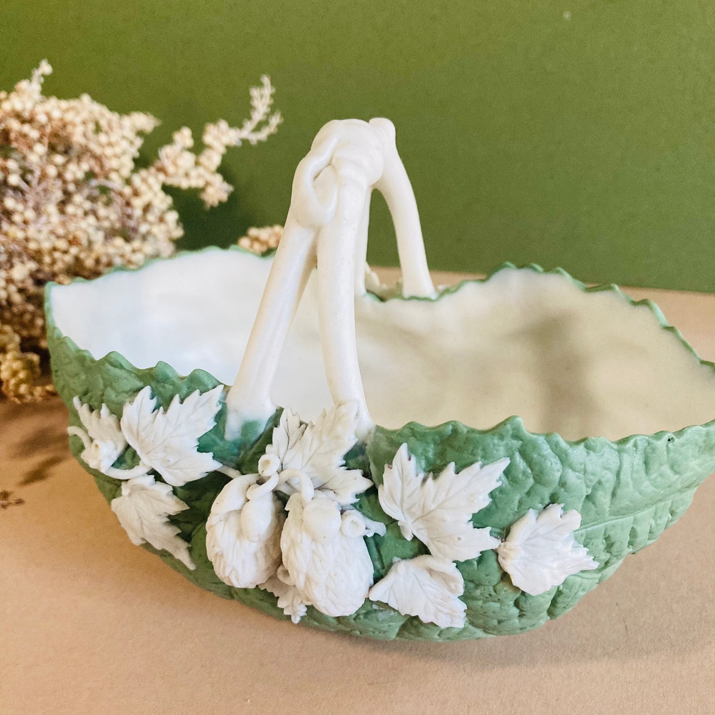 Antique Vine Leaf Vase Maritana Parian Ware, by Robinson & Leadbeater