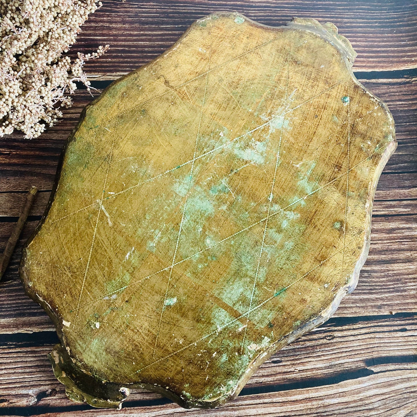 Vintage Florentine Paper Mache Tray | Rustic Charm Vintage Wedding Accessory