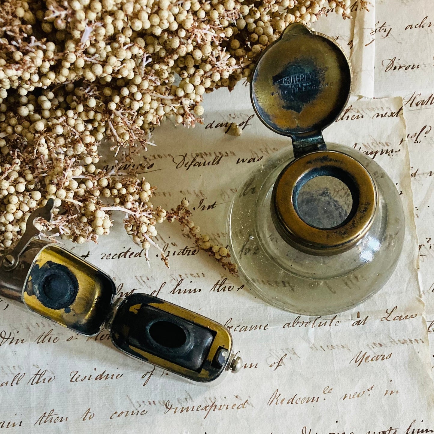 Antique Brass Inkwell by Criterion