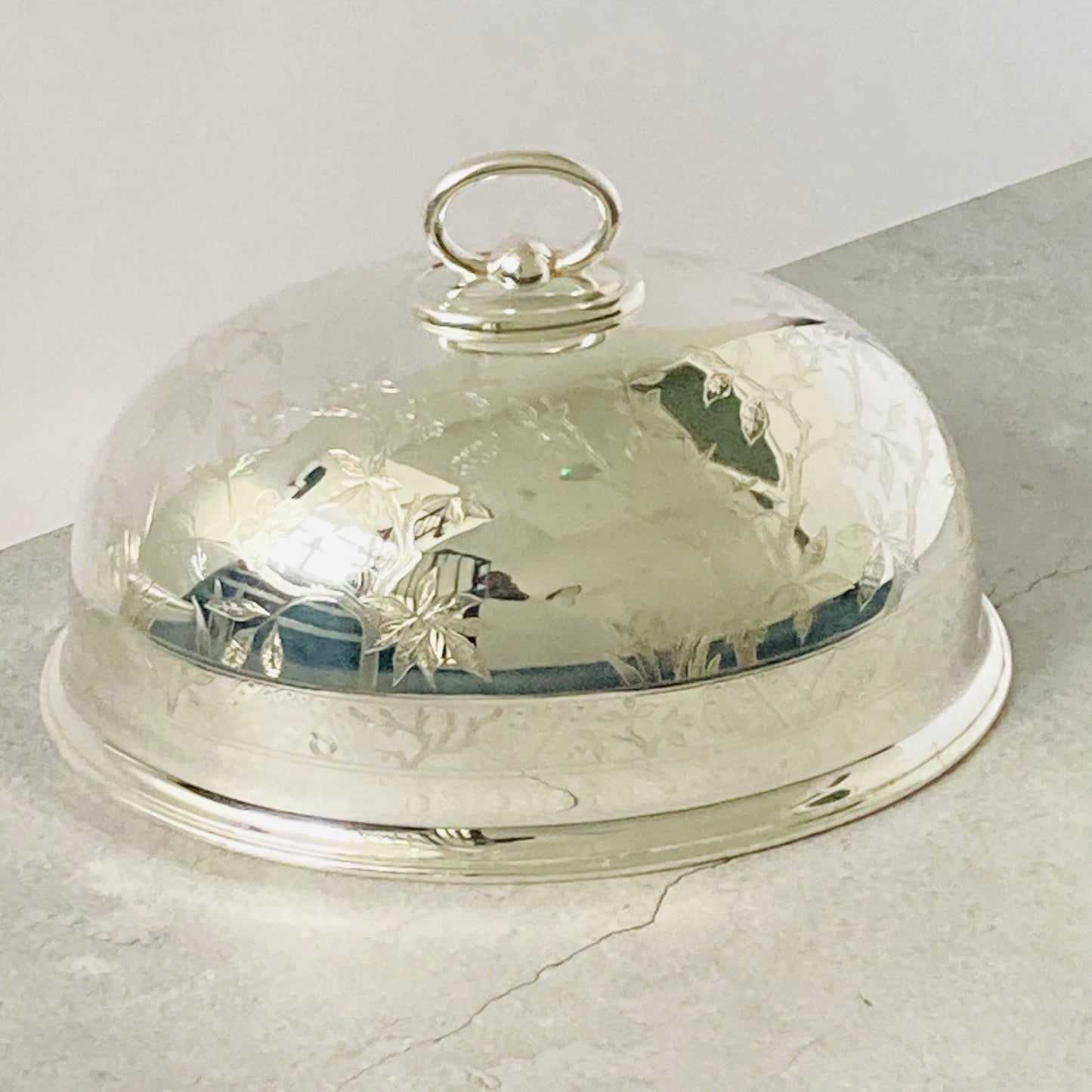 Antique Silver Walker and Hall Decorated Cloche Food Cover | Dome