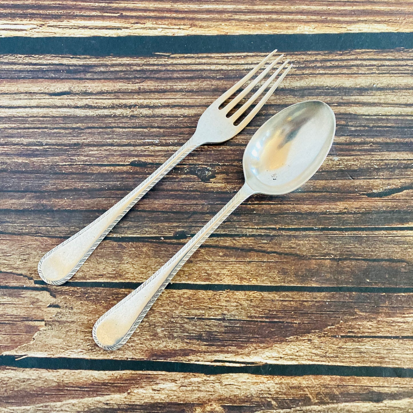 Vintage Silver Infant Spoon and Fork Cutlery Set | Christening Cutlery