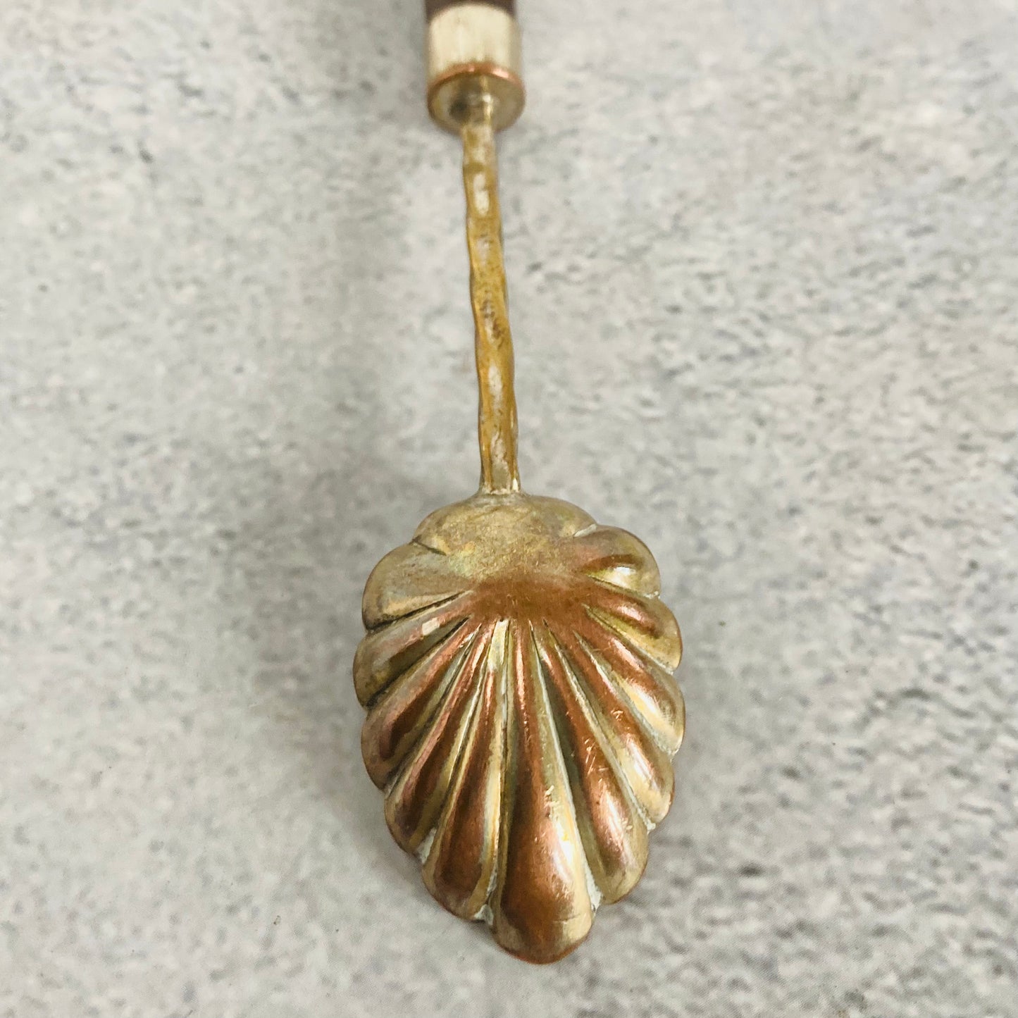 Antique Monkey Carved Wooden And Silver Plated Spoon