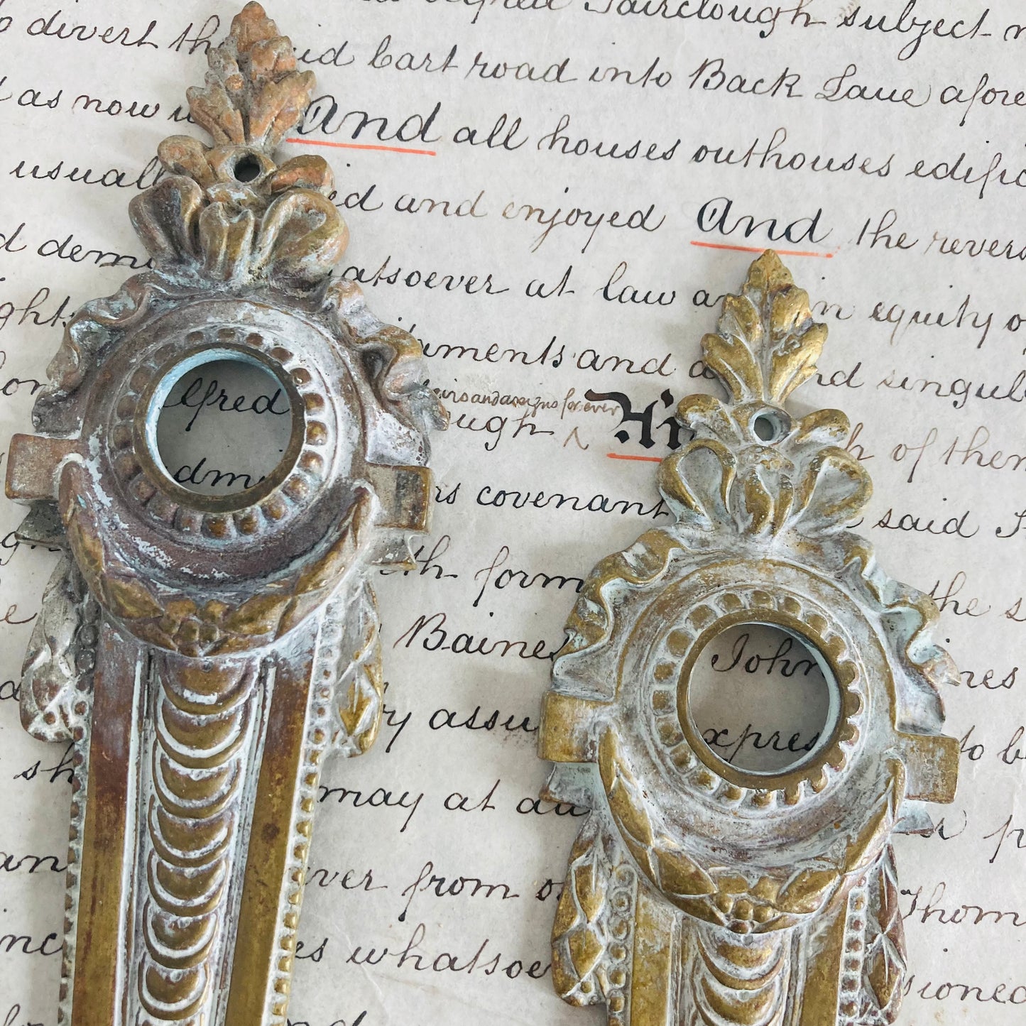 The Pimp Robin - Pair Of French Salvage Handle Back Plate and Escutcheon