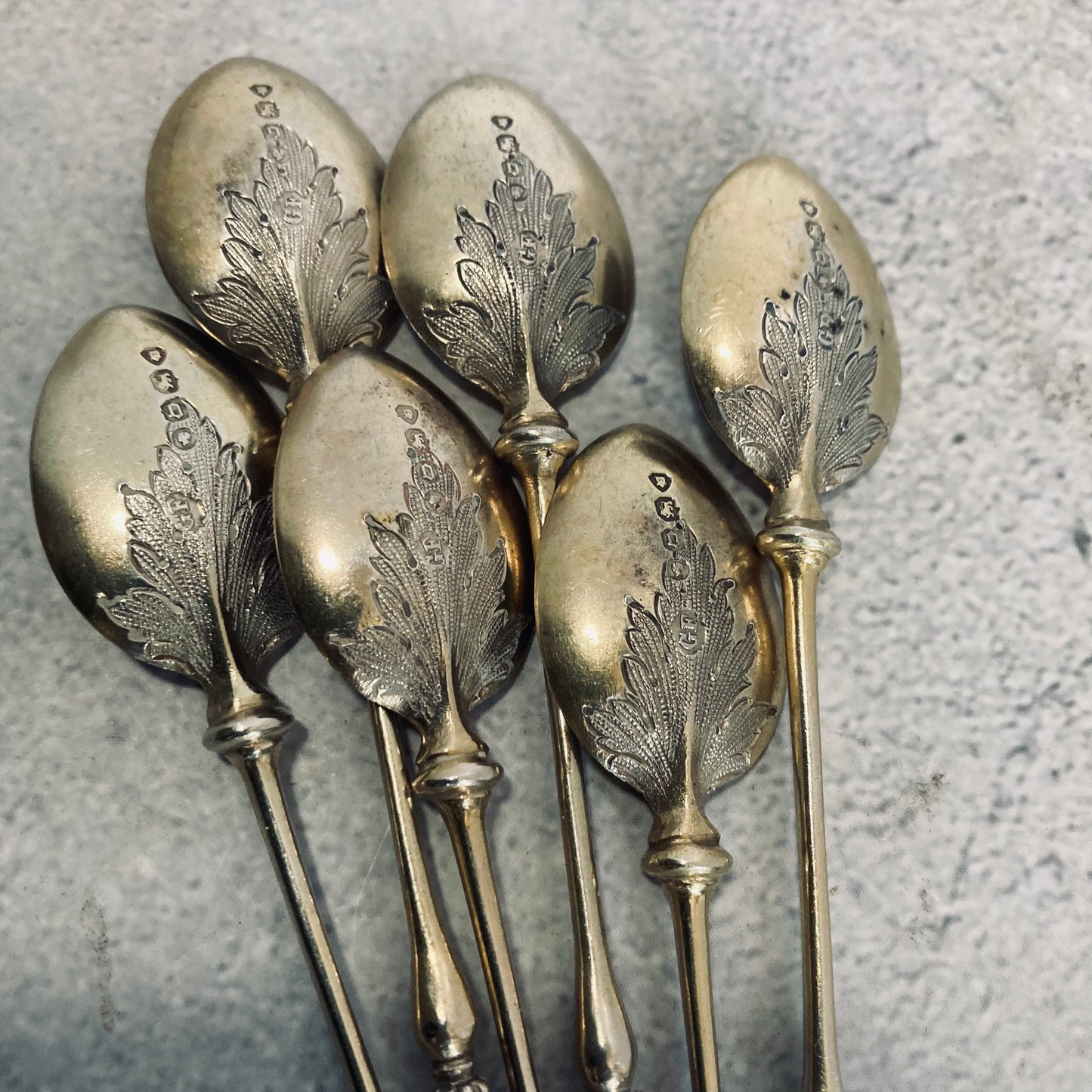 Antique Sterling Silver Coffee Spoons Silver Gilt | George Fox 1896