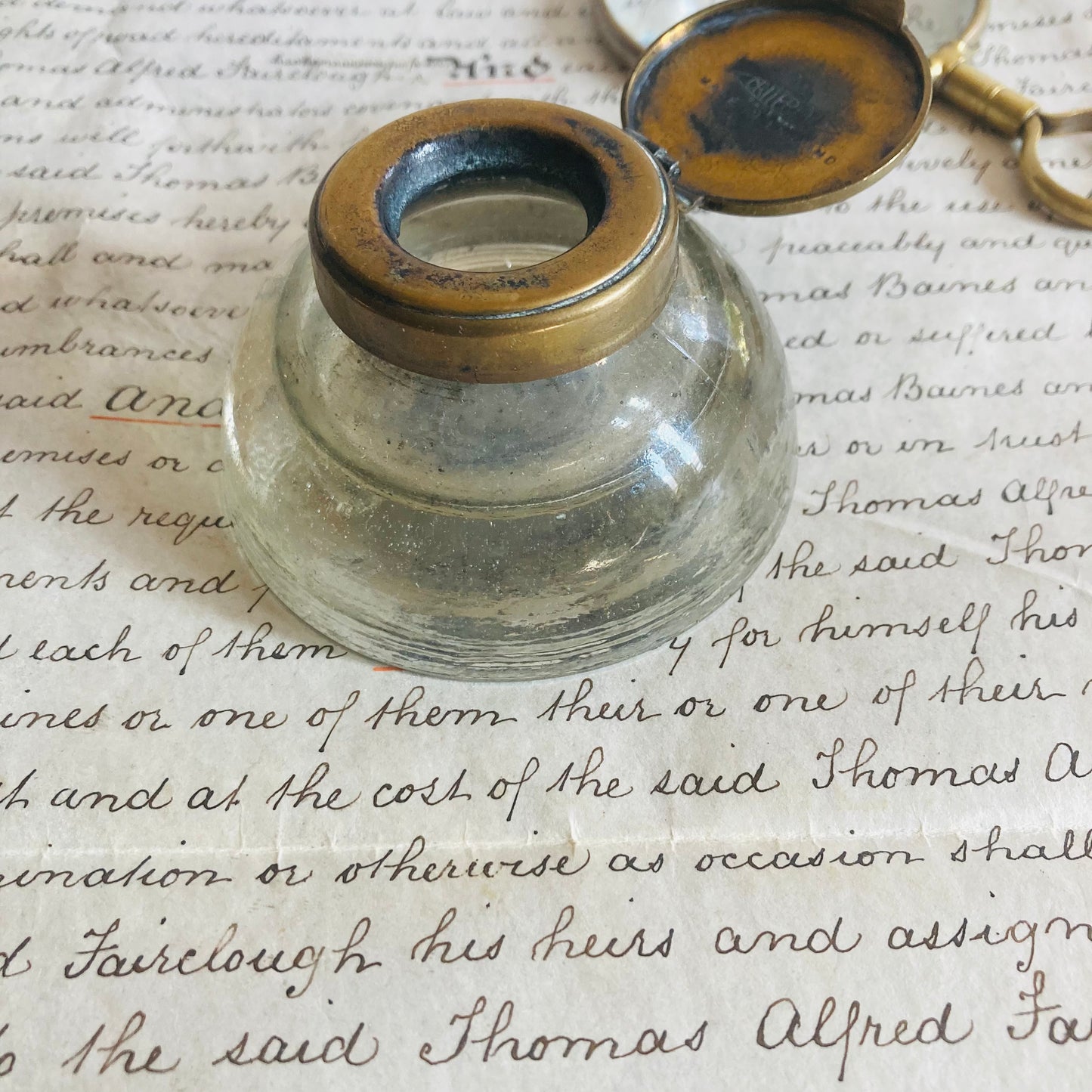 Antique Brass Inkwell by Criterion