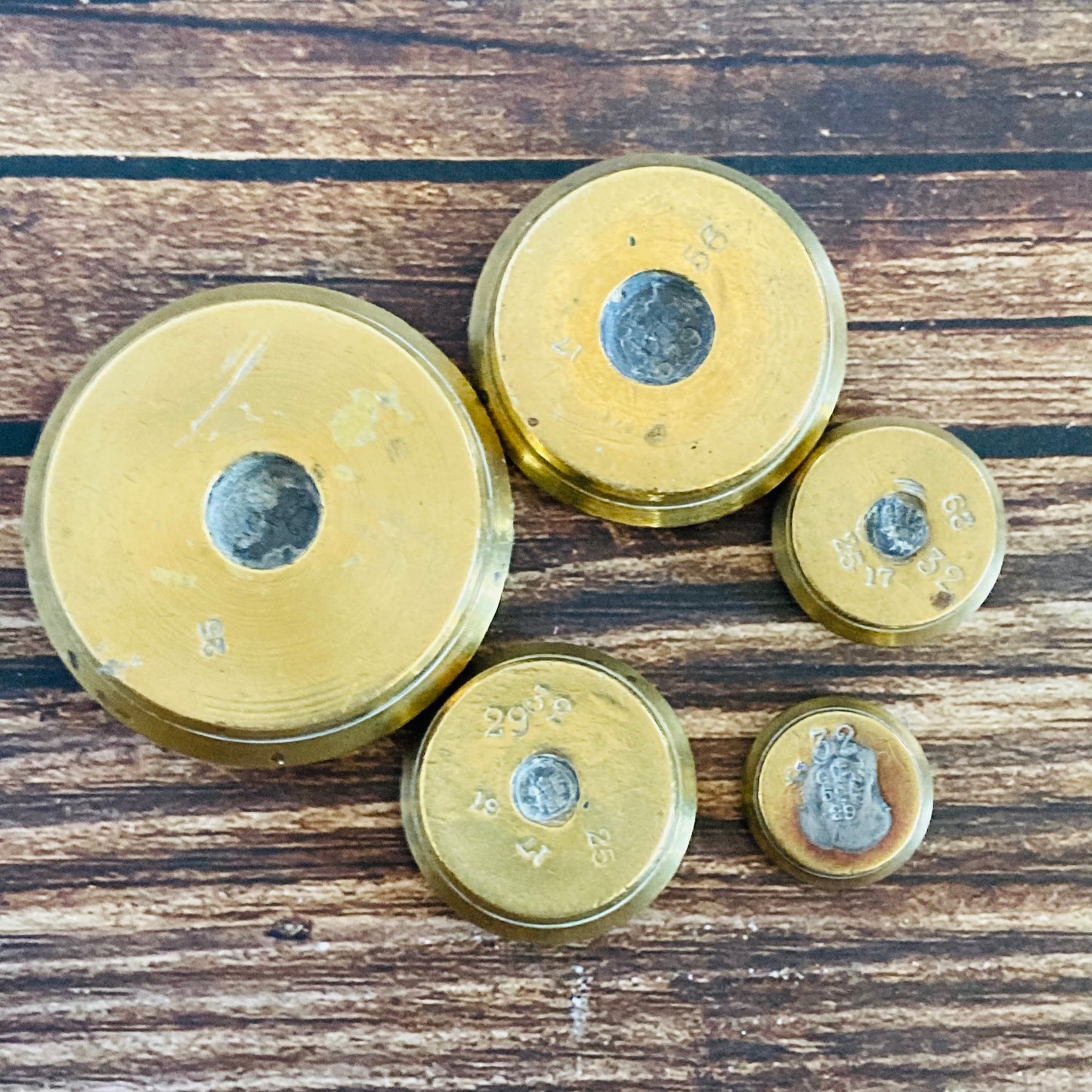 Vintage Brass Set of Round Edge Brass Weights
