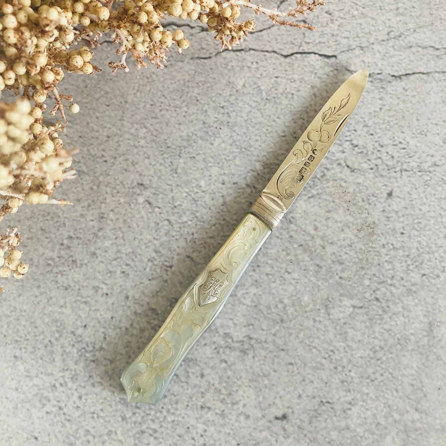 Antique Silver and Mother Of Pearl Fruit Knife In A Case