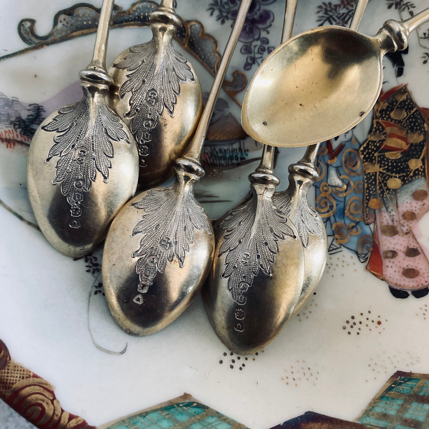 Antique Sterling Silver Coffee Spoons Silver Gilt | George Fox 1896