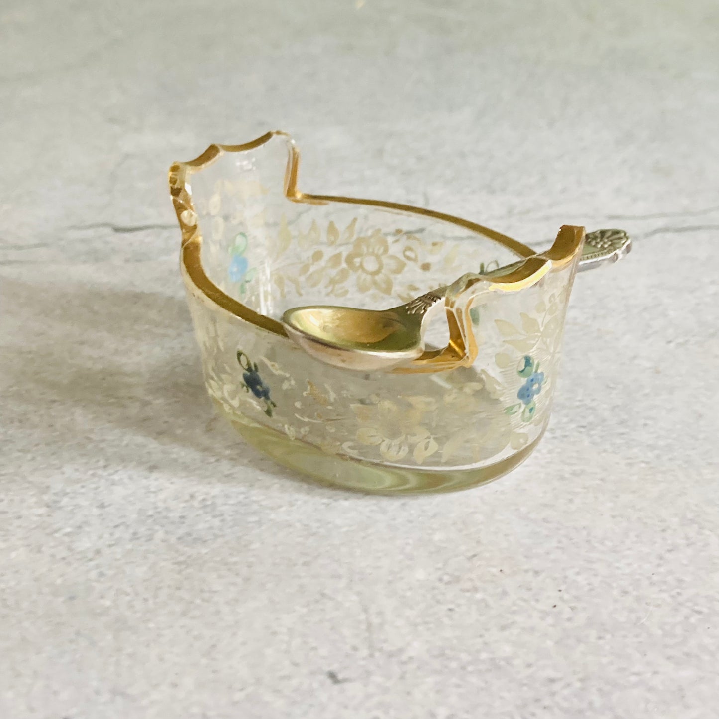 Unusual Victorian Glass Hand Painted Dish