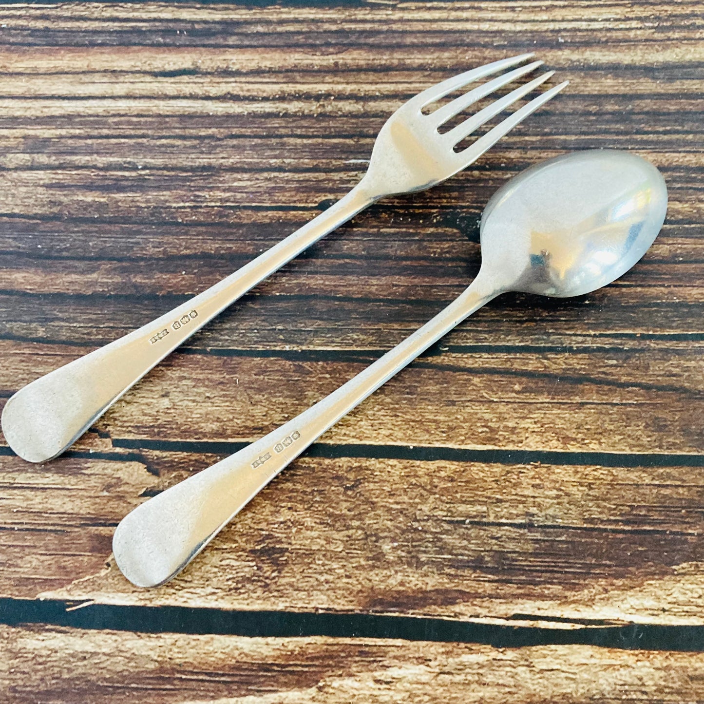 Vintage Silver Infant Spoon and Fork Cutlery Set | Christening Cutlery