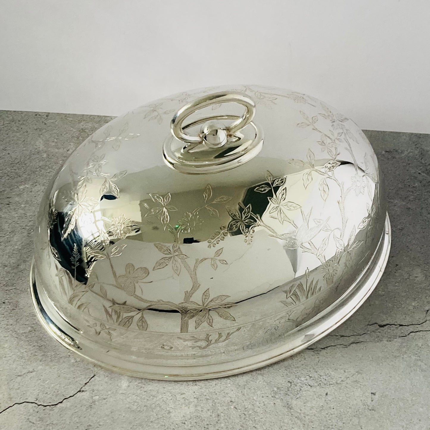 Antique Silver Walker and Hall Decorated Cloche Food Cover | Dome