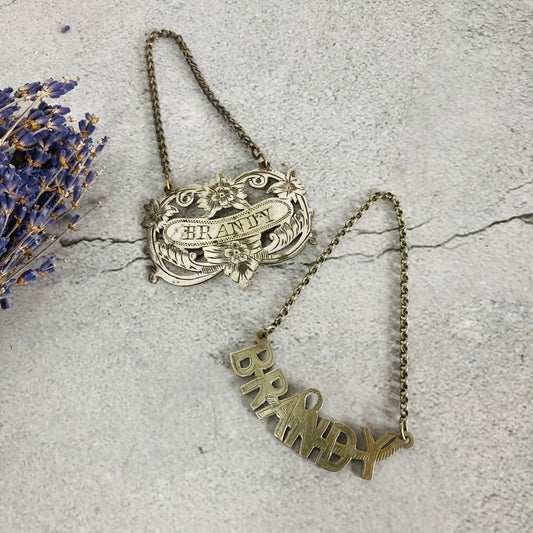 Antique Silver Decanter Brandy Bottle Label