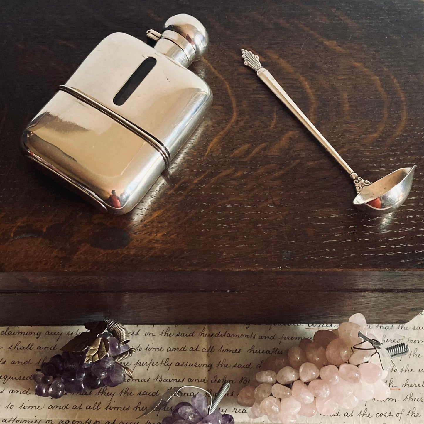 Antique Silver Plate Pocket Flask / Whisky Hip Flask