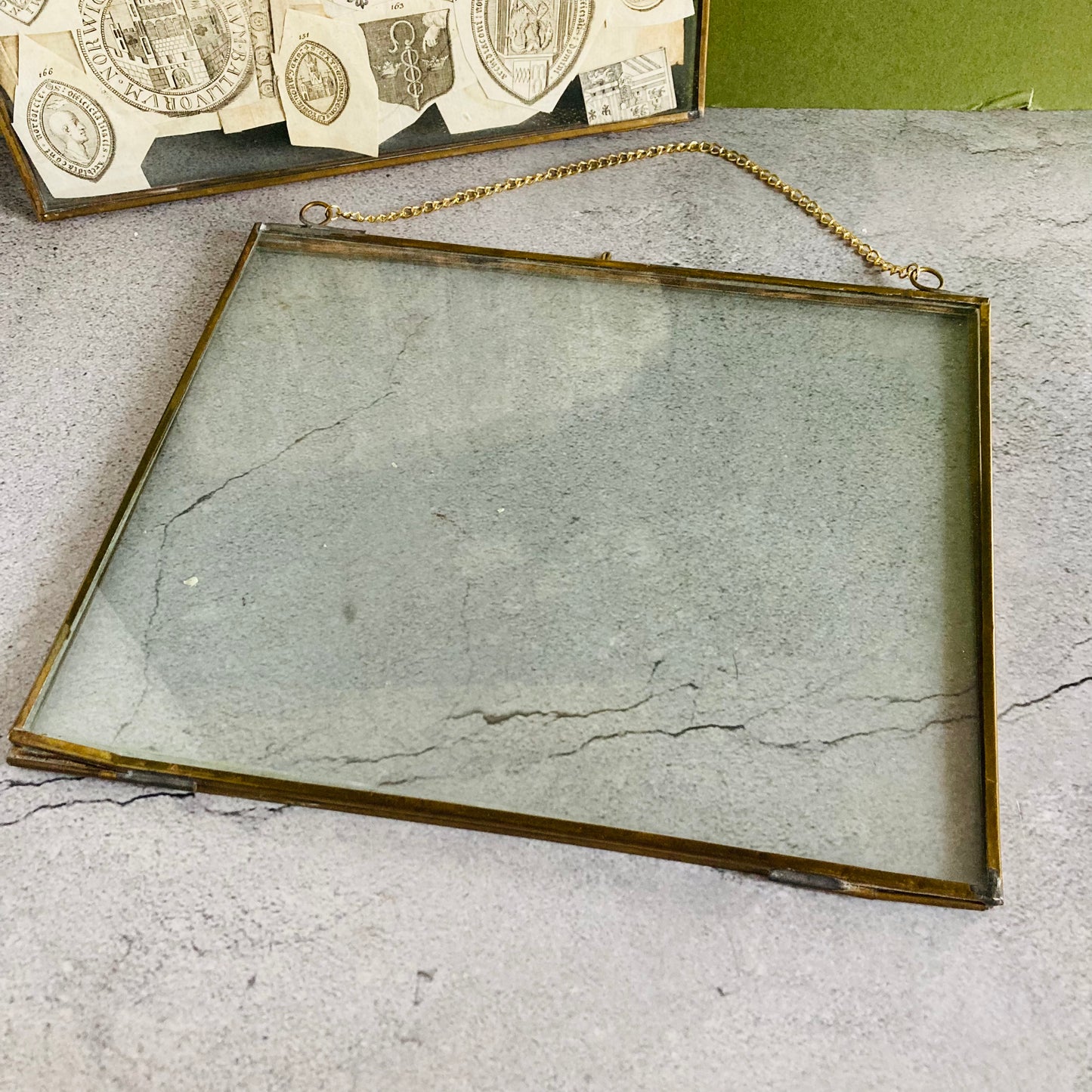 Vintage Glass and Brass Double Side Display Picture Frame