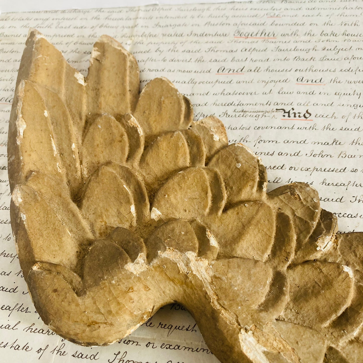 Antique Angel Wing Decorative Salvage Wooden Fragment For Decor Styling