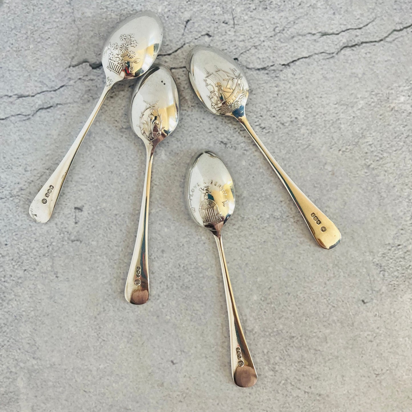 Vintage Sterling Silver I Love Liberty Spoons Sheffield 1965