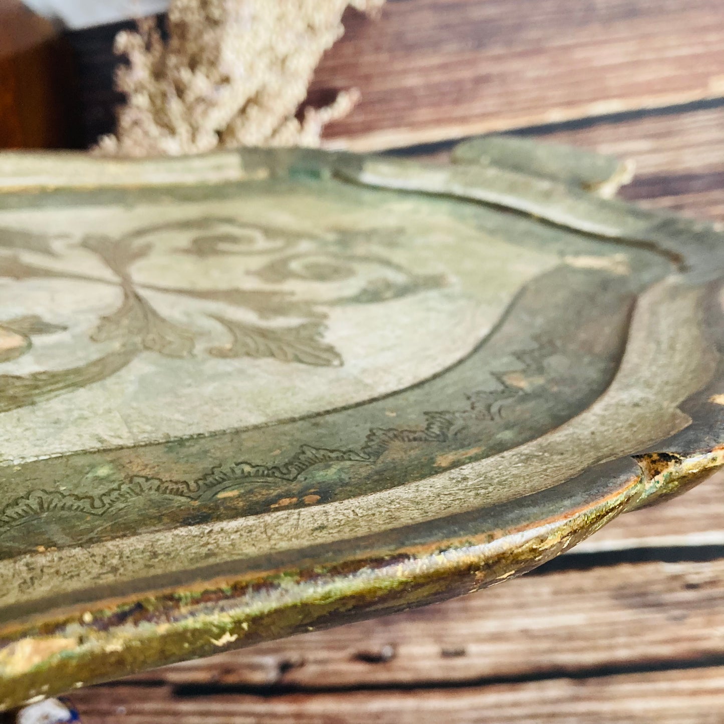 Vintage Florentine Paper Mache Tray | Rustic Charm Vintage Wedding Accessory