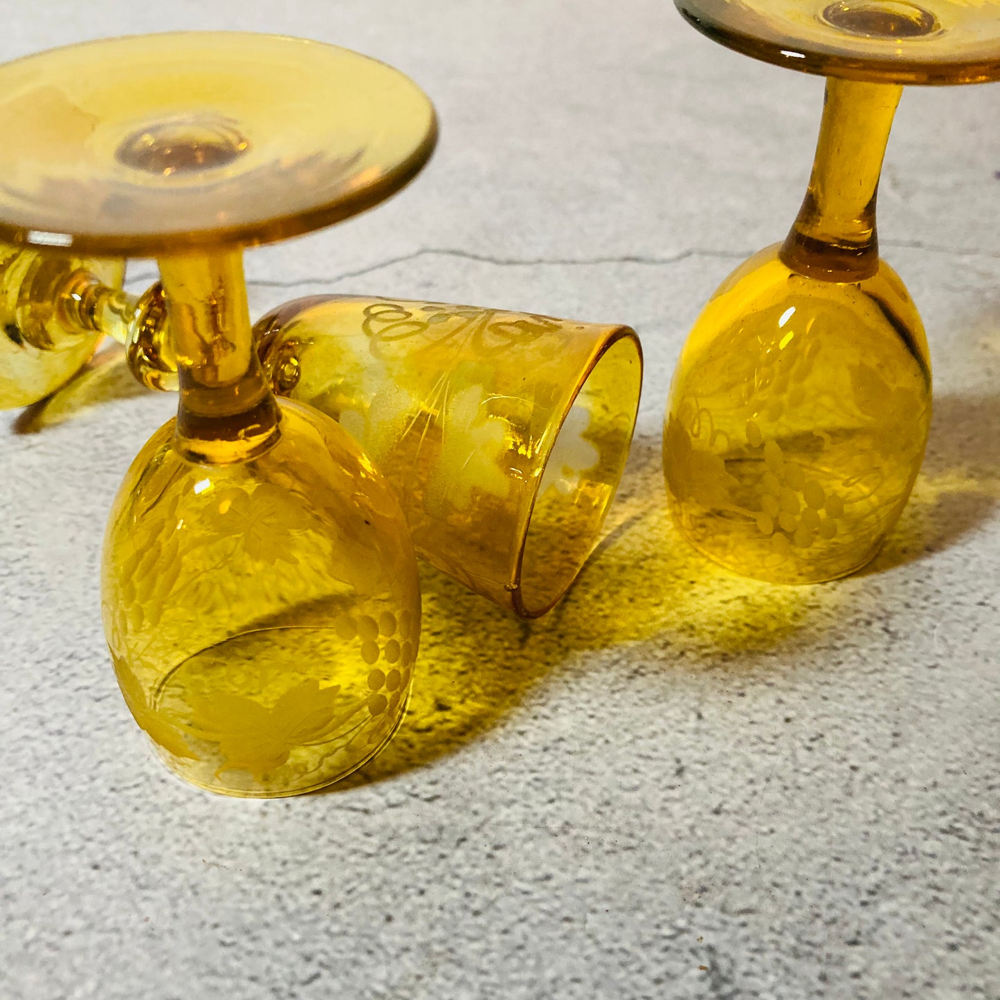Antique Yellow Cordial Drinking Glasses | Liquor Port Glass