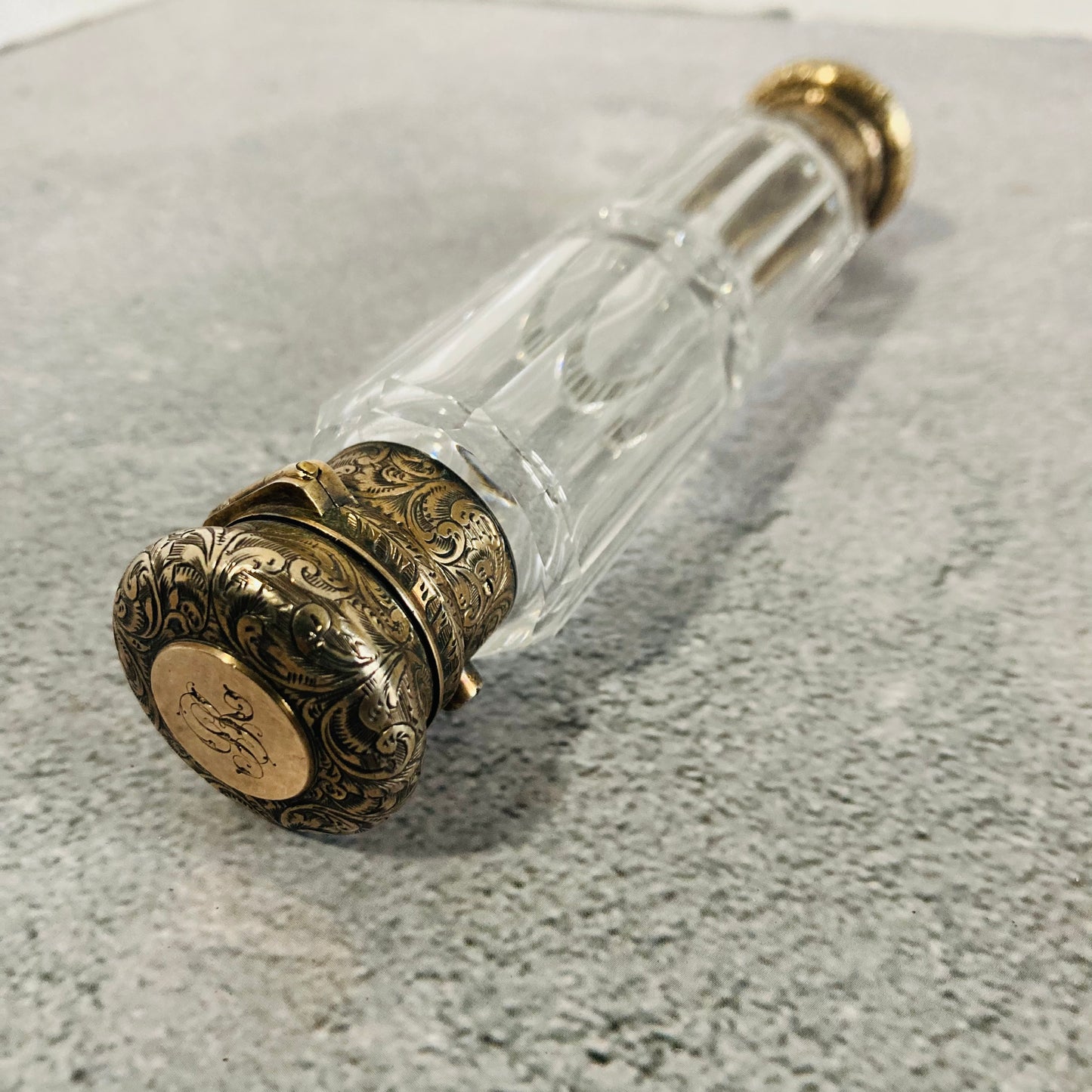 Unusual Antique Silver Gilt Double Ended Scent & Vinaigrette Bottle