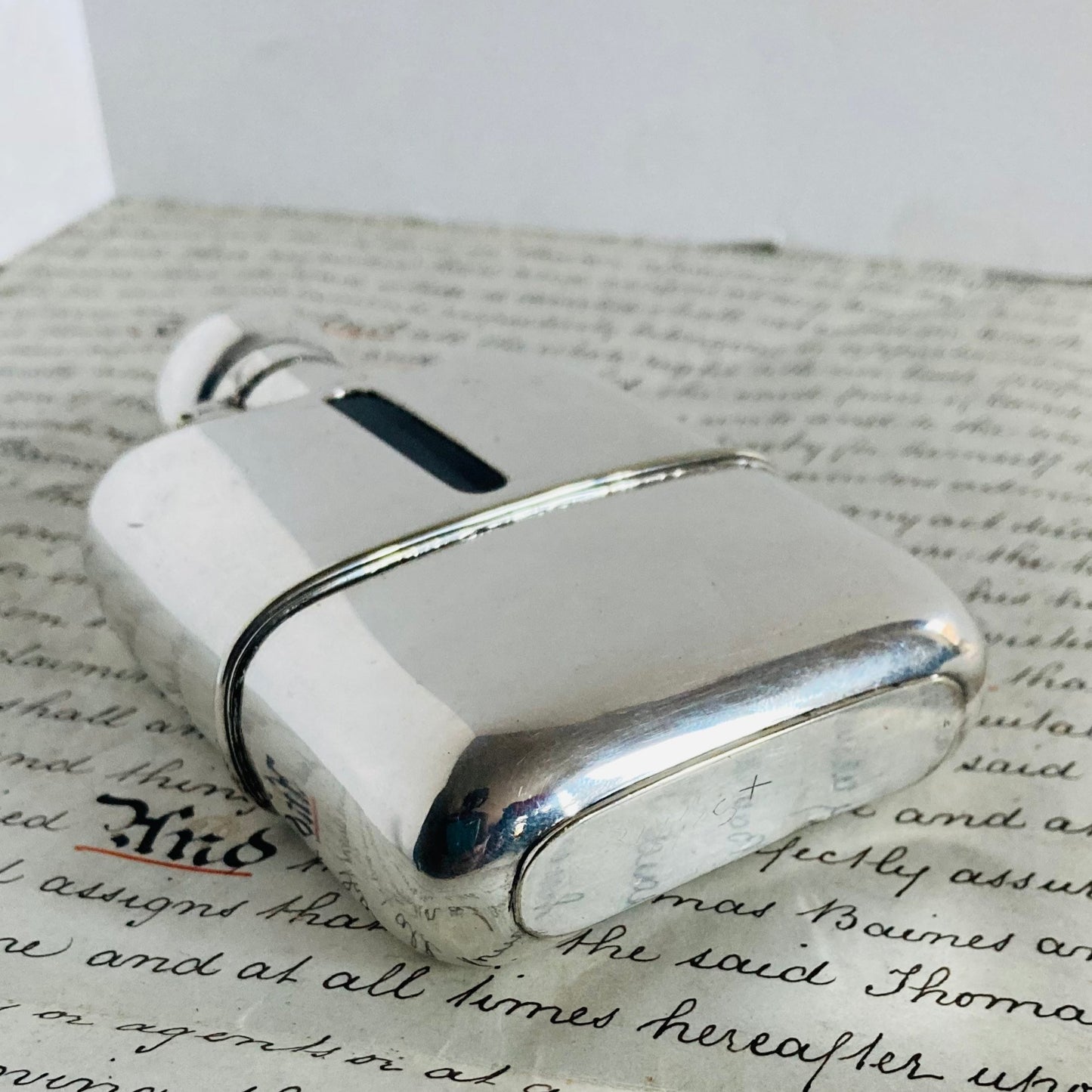 Antique Silver Plate Pocket Flask / Whisky Hip Flask