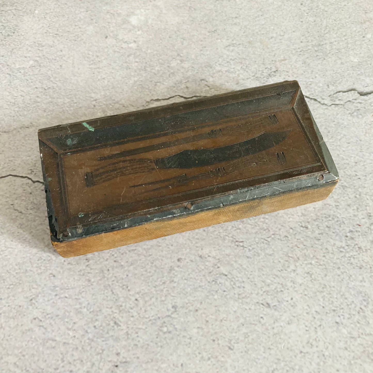 Antique Etched Copper Printing Plate | Antique Cutlery
