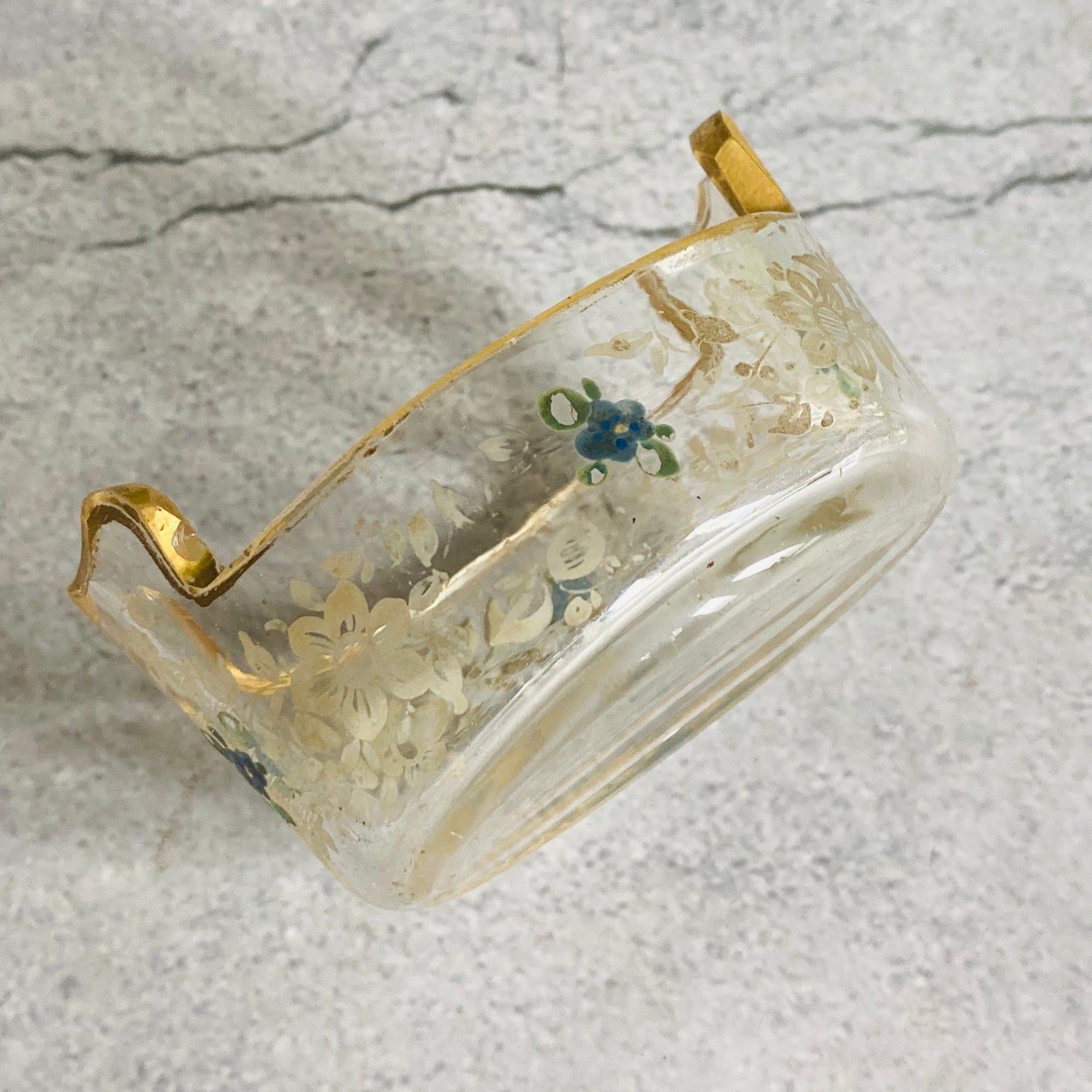 Unusual Victorian Glass Hand Painted Dish