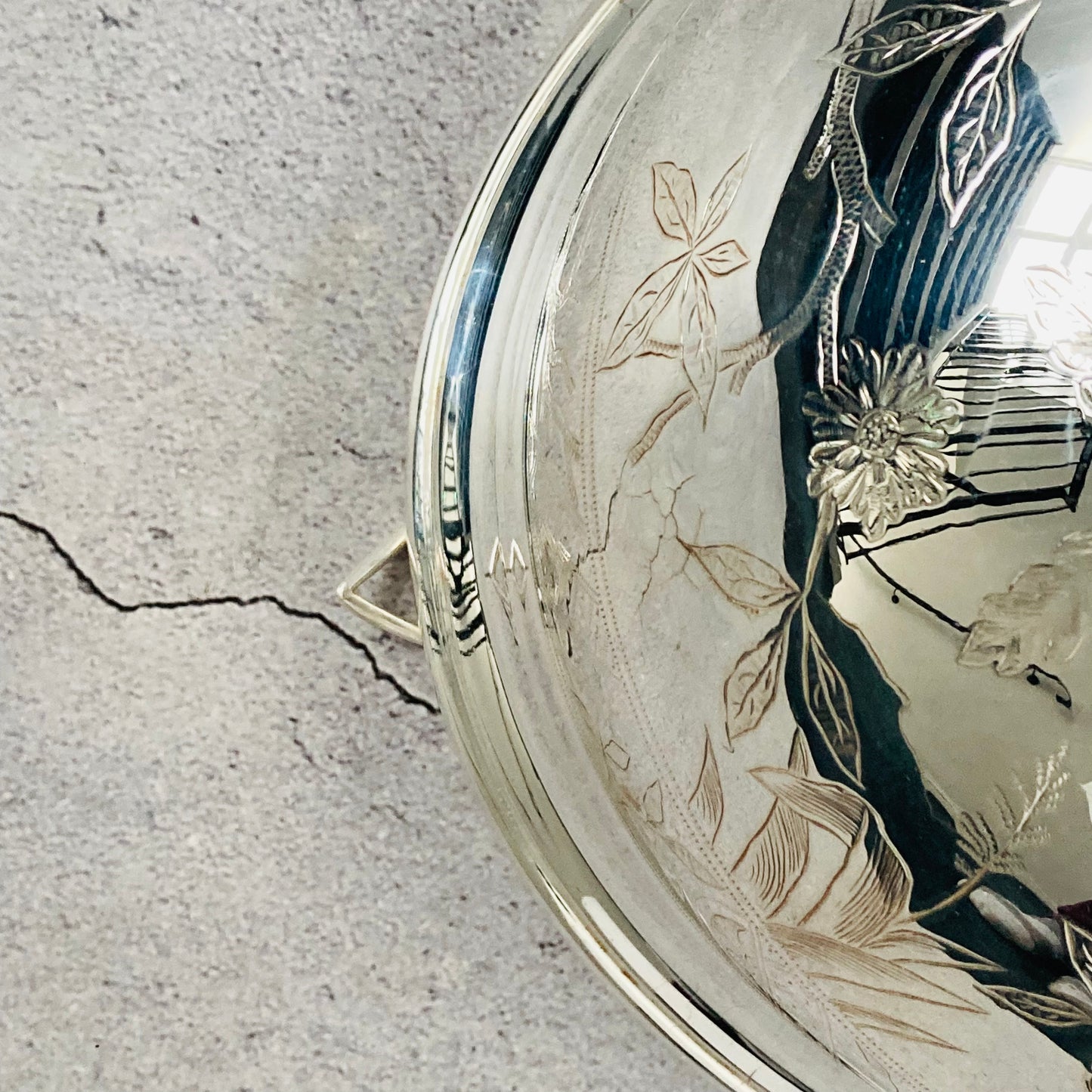 The Director Jessica - Antique Fully Engraved Silver Cloche / Food Dome