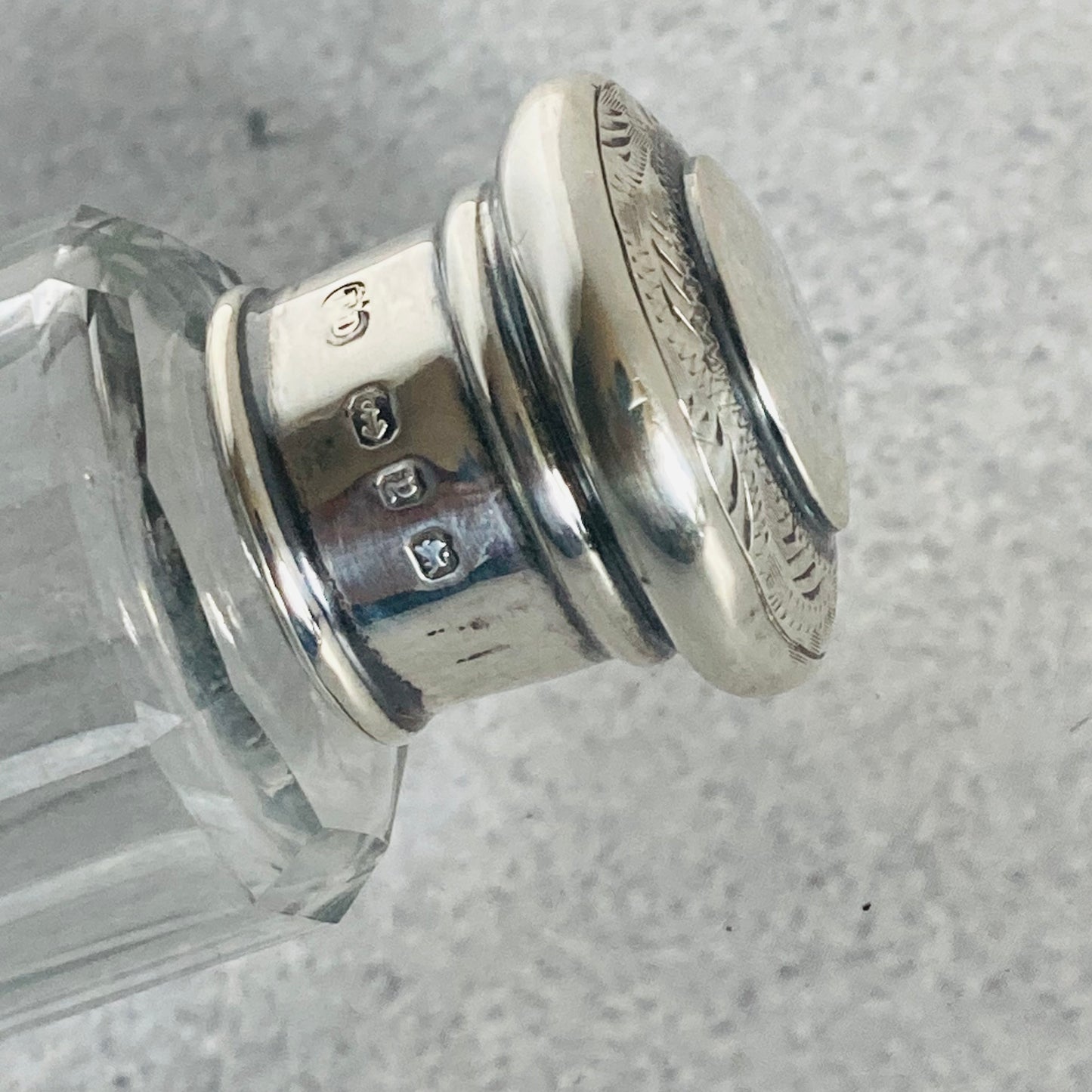 Antique Vanity Long Glass and Silver Jar