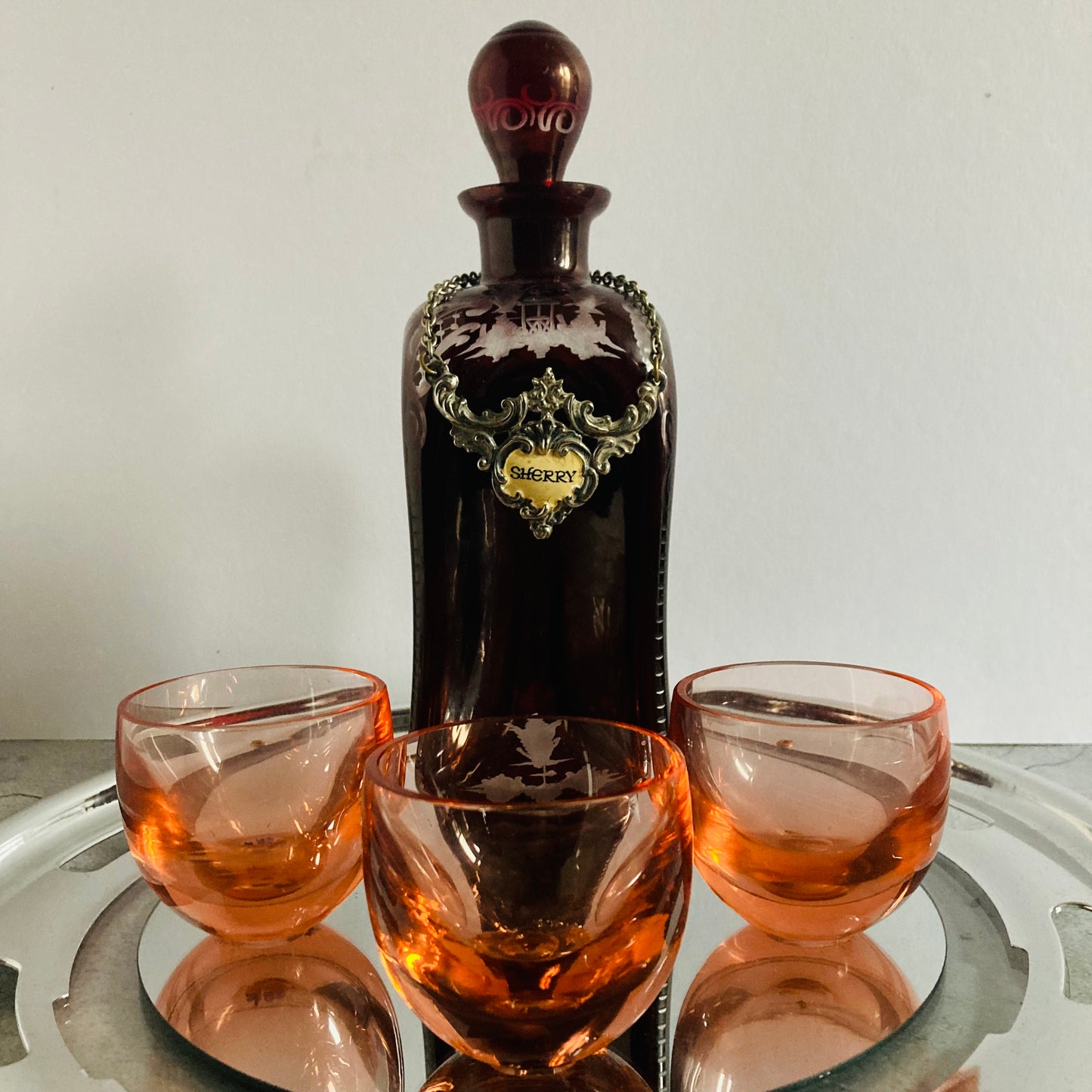 Small Vintage Drinking Glass | Neon Coral Shot Glasses