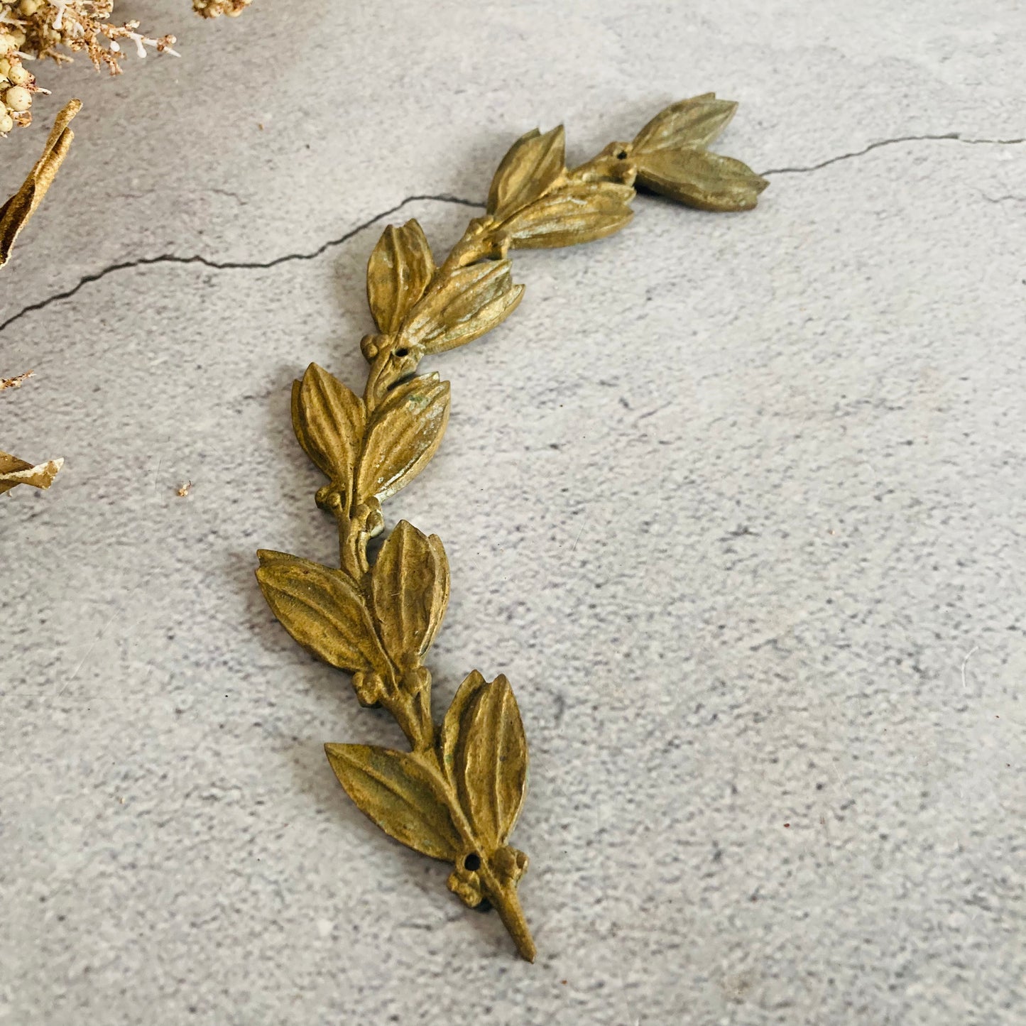 Antique Decorative Laurel Brass Plaque