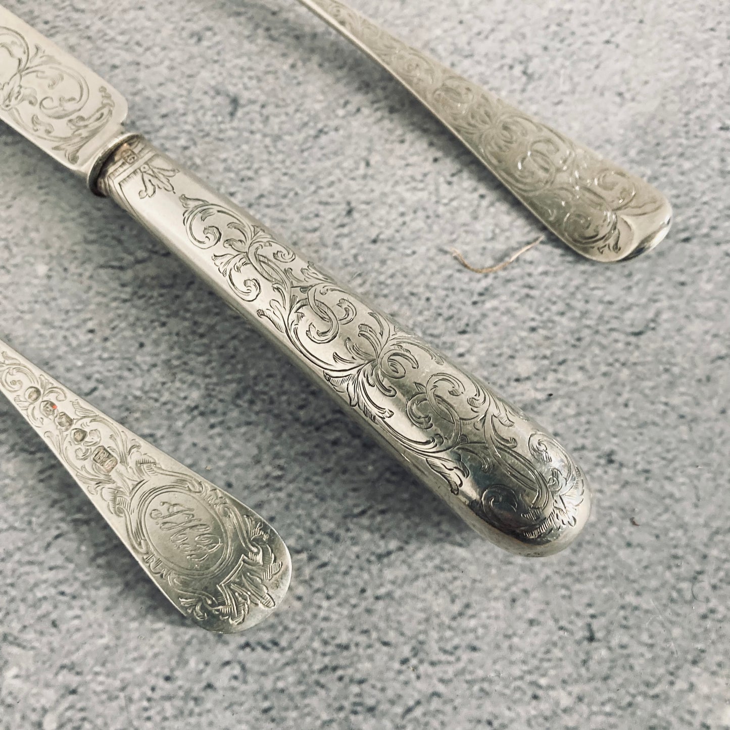 Antique Infant Spoon and Fork Cutlery Set | Silver Christening Set 1880