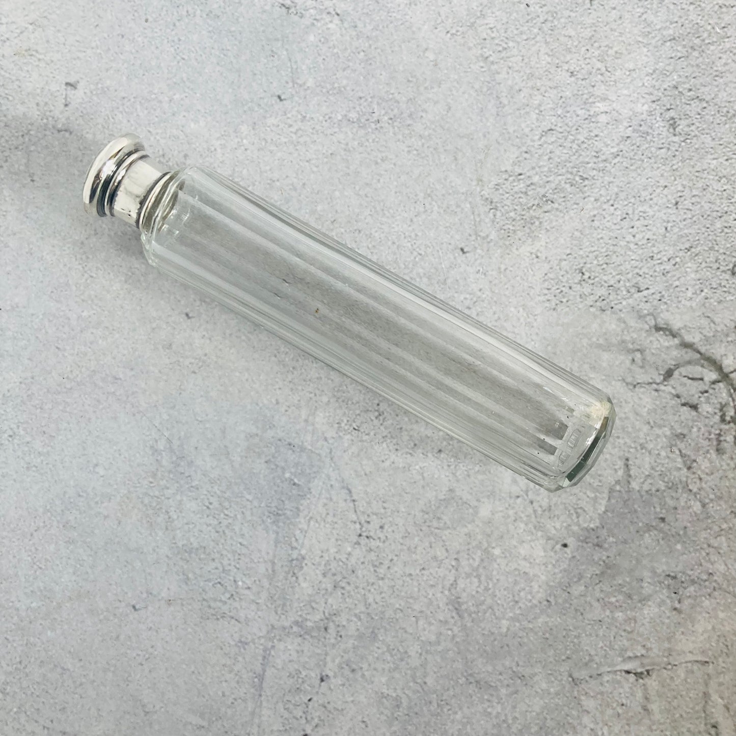 Antique Vanity Long Glass and Silver Jar
