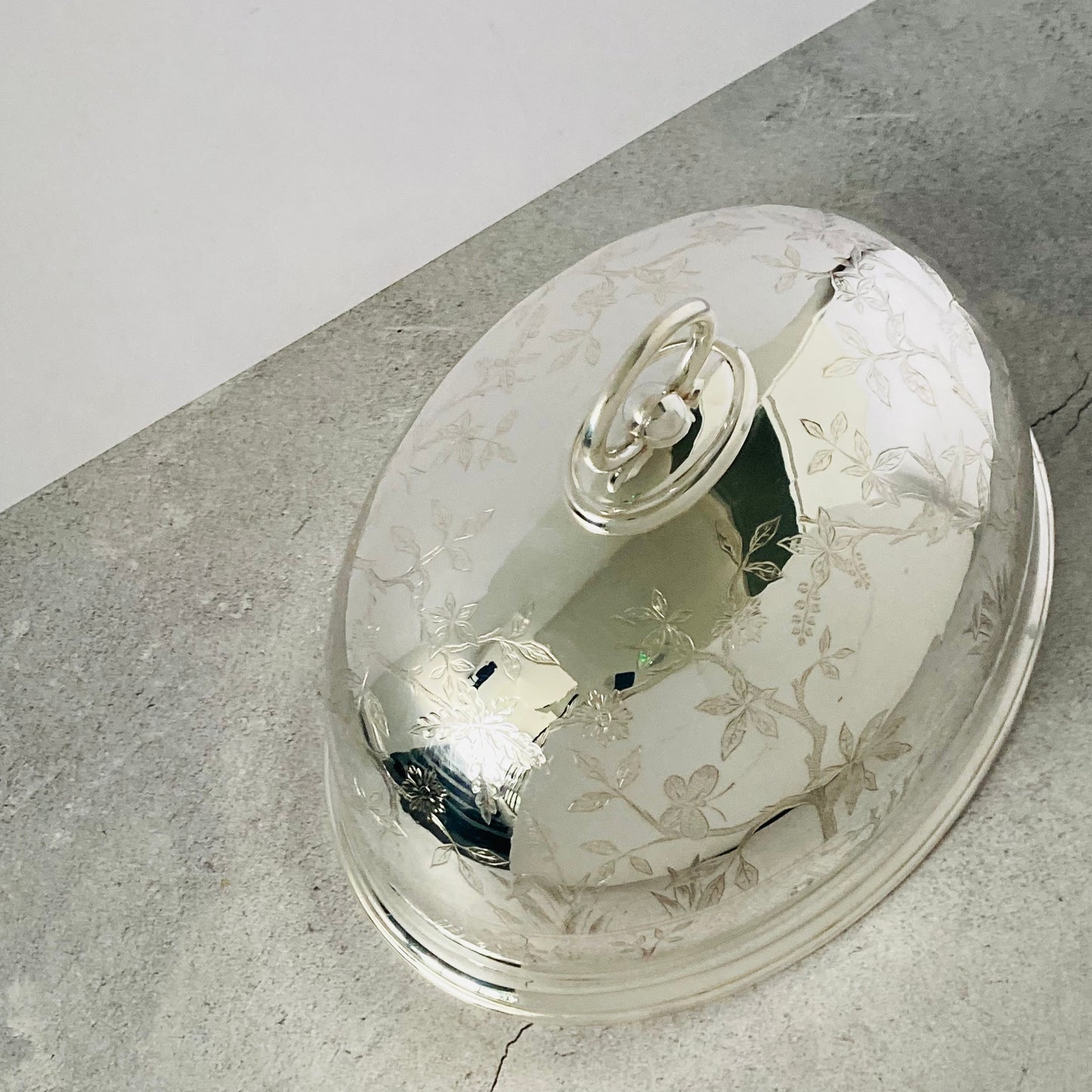 Antique Silver Walker and Hall Decorated Cloche Food Cover | Dome