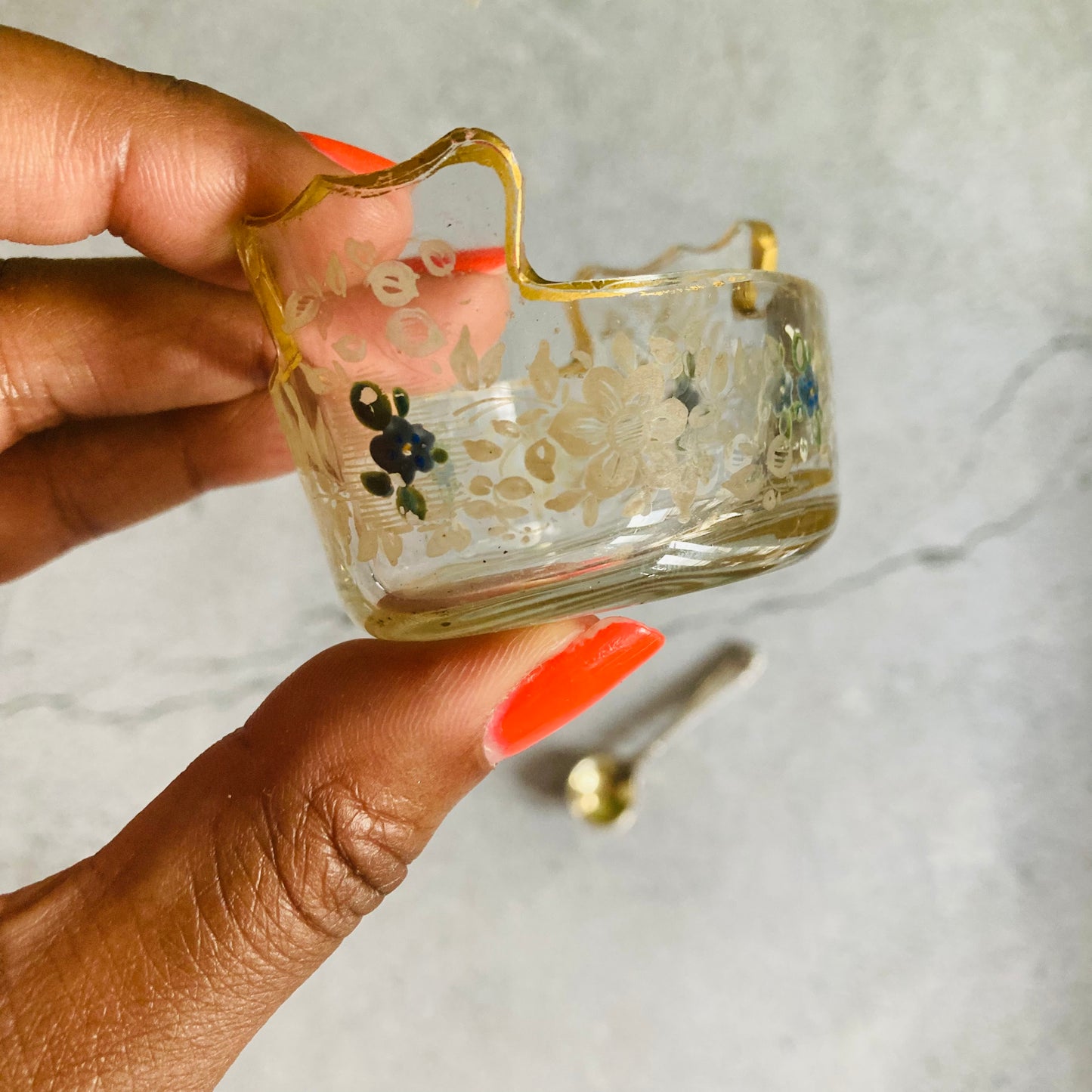 Unusual Victorian Glass Hand Painted Dish