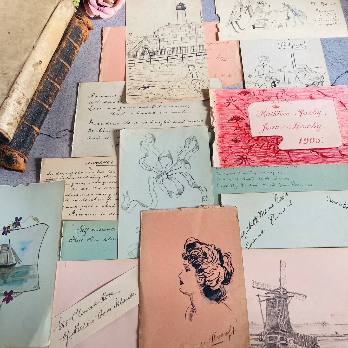Edwardian Used Sketchbook Autographs Artwork Notebook Sheets