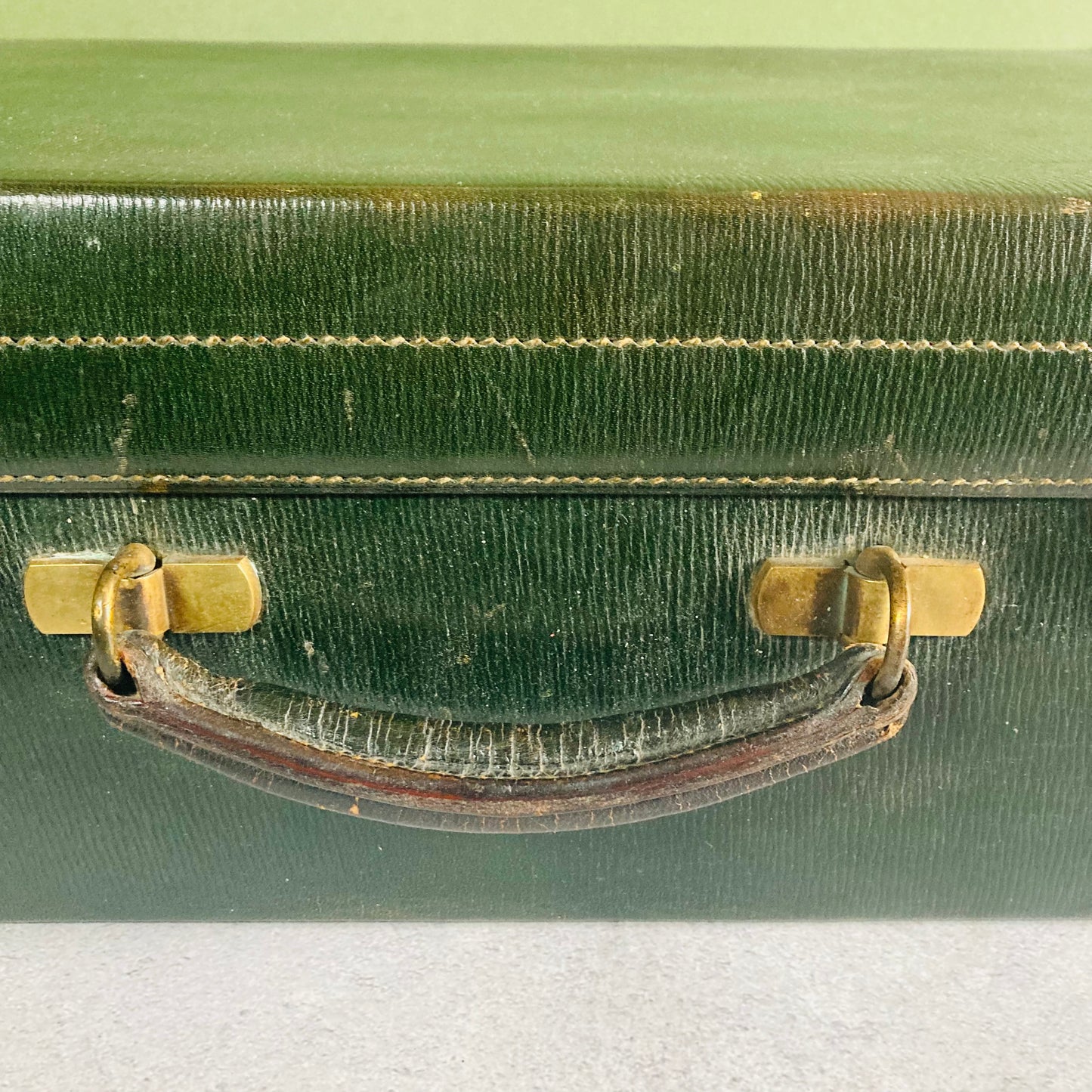 Luxury Antique Green Leather Travel Suitcase