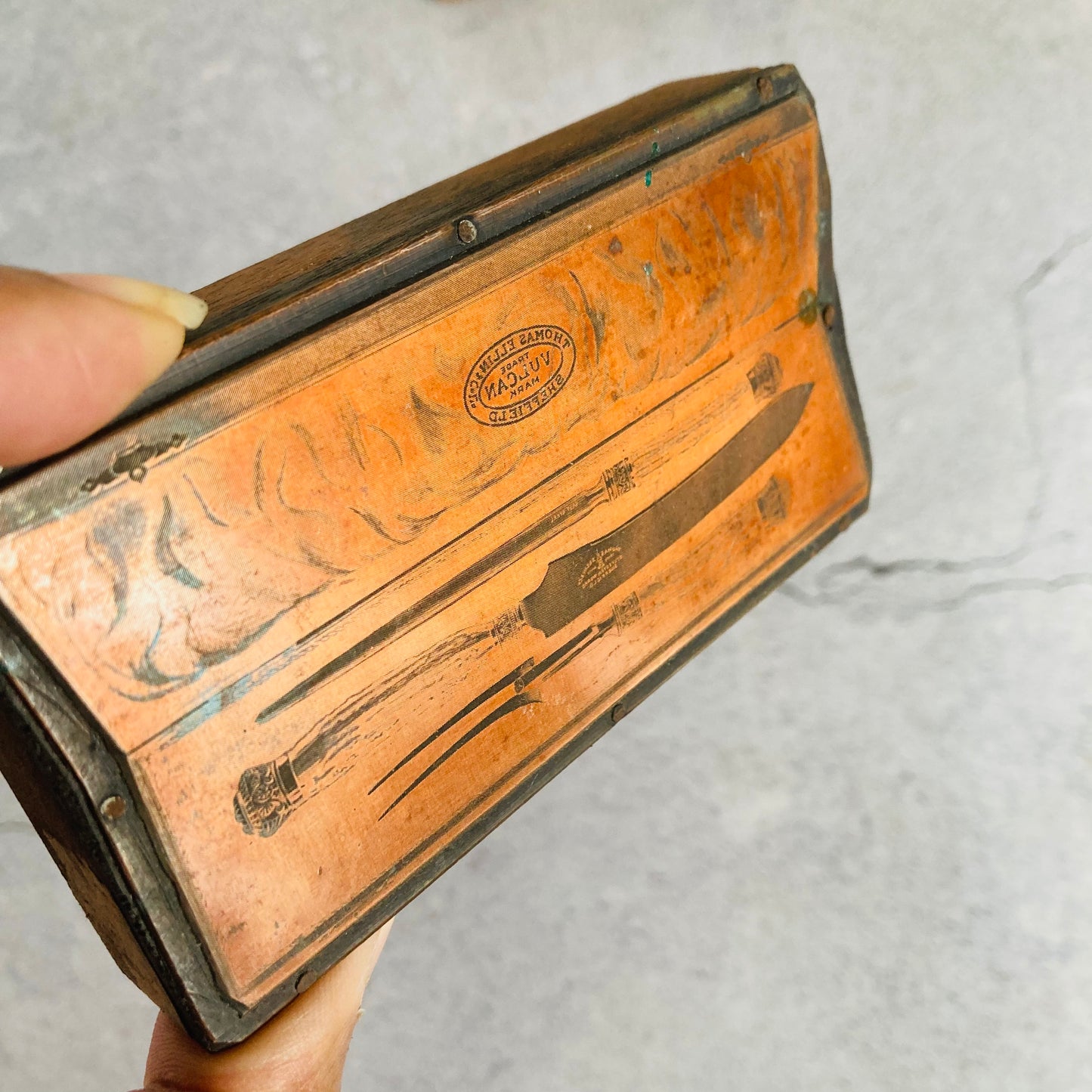 Antique Etched Copper Printing Plate | Antique Cutlery
