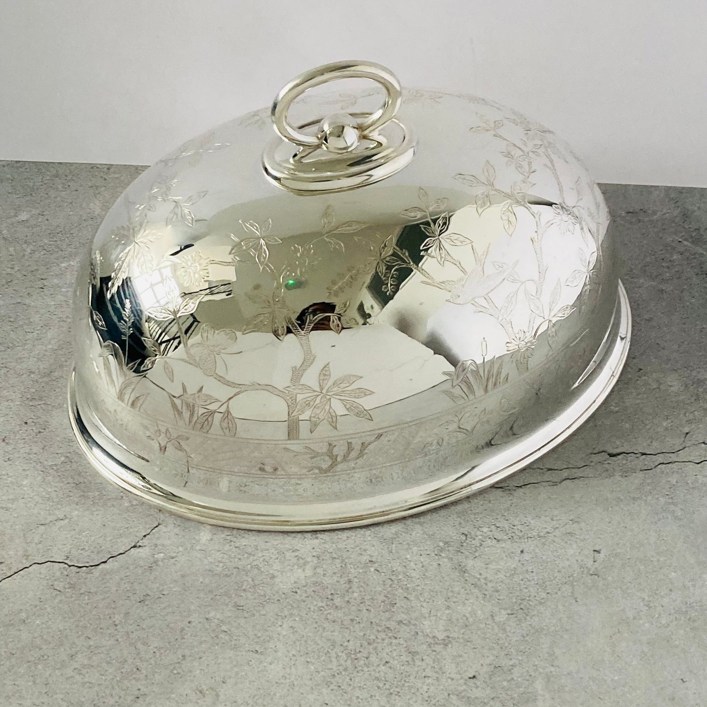 Antique Silver Walker and Hall Decorated Cloche Food Cover | Dome